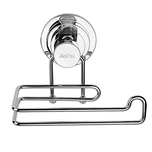 JiePai Vacuum Suction Cup Toilet Paper Holder,Tissue Roll Dispenser, Chrome - color: Suction Toilet Paper Holder-chrome