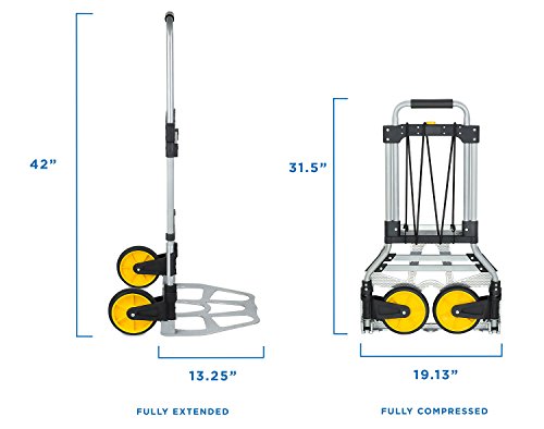 Mount-It! Folding Hand Truck and Personal Dolly, Aluminum Trolley, Heavy Duty 264 Lb Capacity Cart, Dolly Cart with Wheels of Durable Rubber, Soft Grip Telescoping Handle for Indoor Outdoor, Foldable - size: 264 Lb Capacity