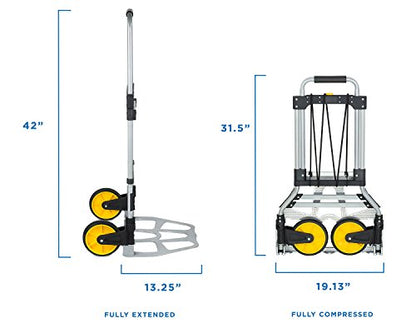 Mount-It! Folding Hand Truck and Personal Dolly, Aluminum Trolley, Heavy Duty 264 Lb Capacity Cart, Dolly Cart with Wheels of Durable Rubber, Soft Grip Telescoping Handle for Indoor Outdoor, Foldable - size: 264 Lb Capacity