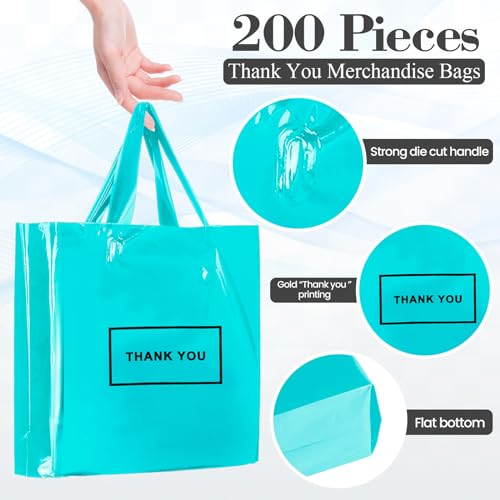 Teling 200 Pcs Thank You Bags with Handle for Business, Blue - color: Blue