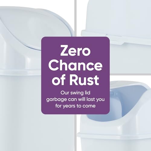 Superio Kitchen Trash Can with Swing Top Lid 9 Gallon Slim Waste Bin 37 Qt Sturdy Plastic Garbage Can Medium Recycling Bin for Office, Bathroom, Under Counter, Dorm, Bedroom (White) - size: 9 Gallon, style: 1 Pack
