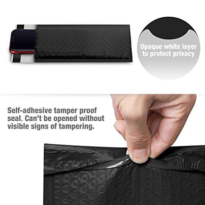 Fuxury Bubble Mailers 4x8 Inch 50 Pack Black Padded Envelopes Usable 4x7" - color: Black, size: 4x8" 50PC