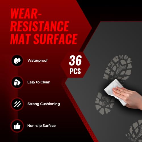 SUPERJARE 0.79'' Extra-Thick 36 Pcs 144 Sq Ft Exercise Equipment Mats - color: Black, size: 36 Tiles (144 Sq Ft)