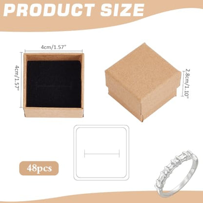 PH PandaHall 48 Pack Ring Gift Box, 1.5x1.5x1.1 Inch Jewelry Gift Boxes Square Cardboard Jewelry Box with Foam Small Earring Packing Boxes for Selling Mother's Day Wedding Birthday Business