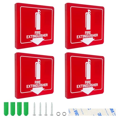 Haploon Wall-Mounted Fire Extinguisher Signs 4 Pcs with Down Arrow Holes
