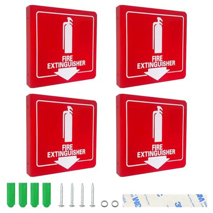 Haploon Wall-Mounted Fire Extinguisher Signs 4 Pcs with Down Arrow Holes