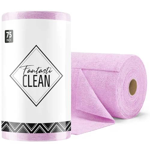 Fantasticlean Microfiber Cleaning Cloth Roll-75 Sheets, 12" x 12" (Purple) - color: Purple, size: 75 pack