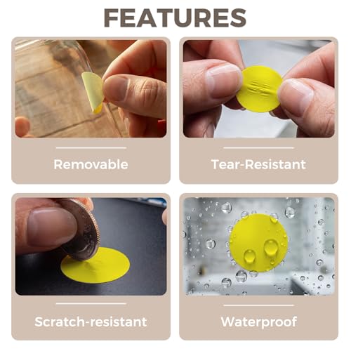 2040 Pcs Dot Stickers 0.4" Color Coding Labels, Yellow - color: Yellow