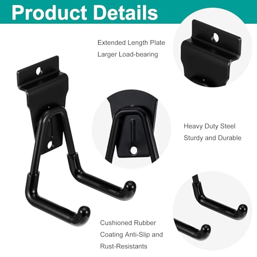8 Pcs Slatwall Hooks, Heavy Duty Slat Wall Hangers Accessories for Garage and Retail Storage Organizers