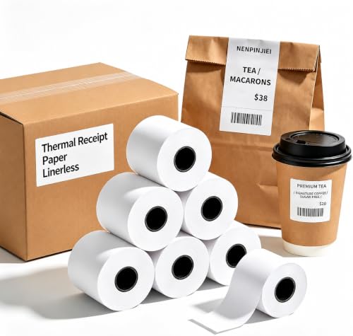 Sticky Linerless Thermal Receipt Paper, 3 1/8"x170', 6 Rolls