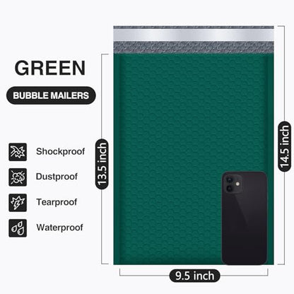 UCGOU Bubble Mailers 9.5x14.5" 40 Pack Usable Size 9.5x13.5" Green Padded - color: Green, size: 9.5x14.5" 40PC