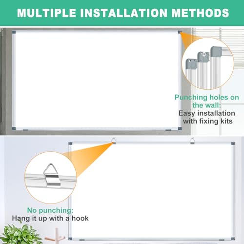 H-Qprobd Whiteboard Dry Erase White Board for Wall 72x40 (2pcs) Magnetic Boards for Office Classroom & Home, Large Wall Whiteboard Including 6 Markers, 20 Magnets, 2 Erasers - size: 72"x40"(2pcs)