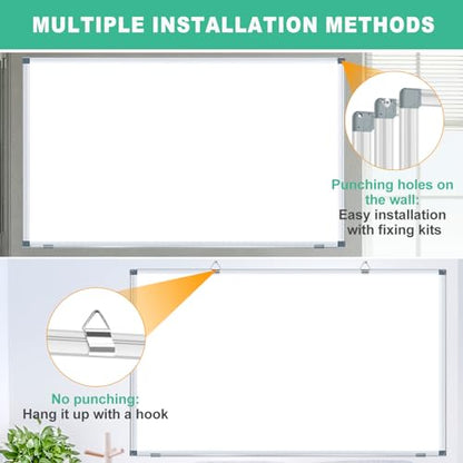 H-Qprobd Whiteboard Dry Erase White Board for Wall 72x40 (2pcs) Magnetic Boards for Office Classroom & Home, Large Wall Whiteboard Including 6 Markers, 20 Magnets, 2 Erasers - size: 72"x40"(2pcs)