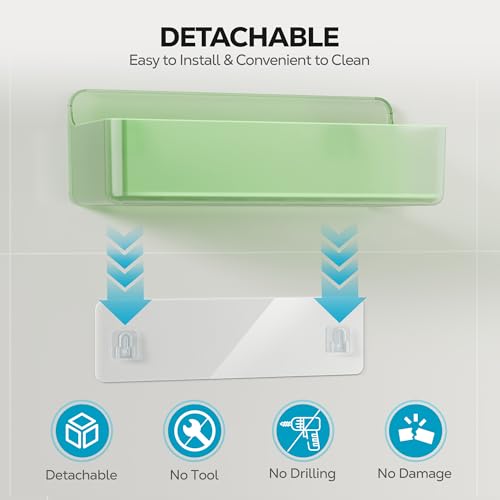 Nieifi Adhesive Shower Shelves, Green, 5 Pieces - color: Green-Clear, size: 5 pieces
