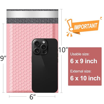 Famagic Pink Bubble Mailers 6x10 for Small Business, 25pc, Usable 6x9 - color: Light pink, size: 6x10 Inches