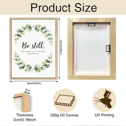 Be Still & Psalm 46:10 Eucalyptus Wooden Box Sign 8x12 Inch - color: Be Still and Know That I Am God Psalm 46:10