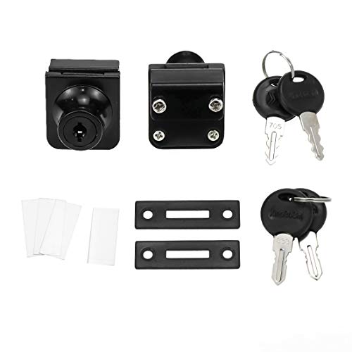 Black Glass Case Lock, 1.38x1.26 Inch Rectangle, 2 Sets, Keyed Different - color: Black, size: 1.38 x 1.26 Inch