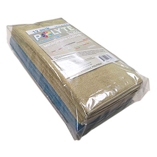 POLYTE 340 GSM Multipurpose Microfiber Cleaning Towel, 14x14 in, 12 Pack