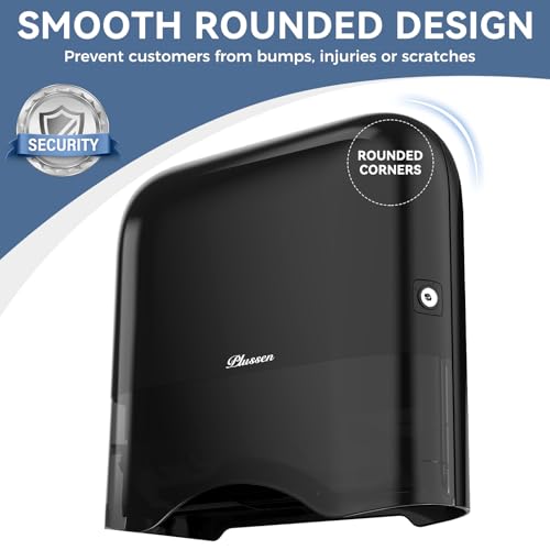 Commercial Paper Towel Dispenser Wall Mount Adhesive 250+ Multifold Trifold c-Fold Folded Hand Towel Dispenser for Bathroom 12" L x 3.8" W x 11.9" H - color: Black