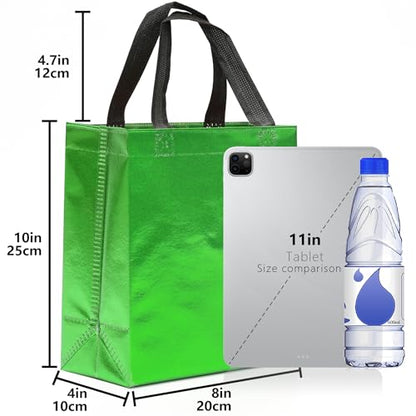 KeerxunBag Green Gift Bags - 12 pieces - Reusable - With Inner Liner Paper - color: Greene