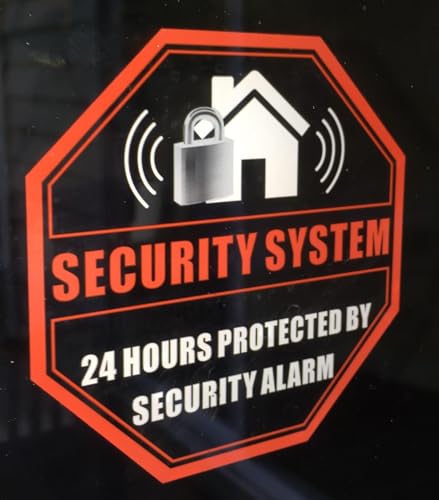 Printed on adhesive side, (4 Pack) 4" X 4" - 24 Hour Protected by Security Burglar Alarm System - Caution Warning Sign Label Sticker Decal - Front Adhesive Transparent Clear Vinyl