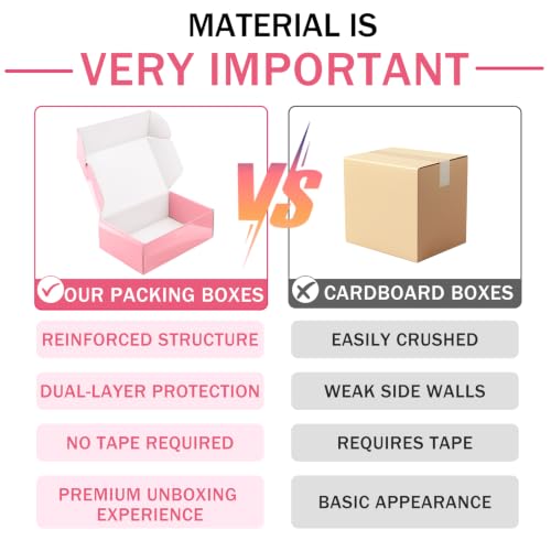 50 Pack Pink Shipping Boxes, 7x5x2" Cardboard Mailing Boxes for Shipping Small Business, Bulk Packaging Boxes - color: Glossy Pink, size: 7x5x2 50 Pack