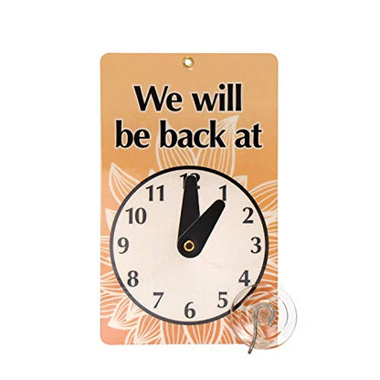 SmartSign “We Will Be Back - Welcome We are Open” Two-Sided Be Back Clock Sign | 7.75" x 4.75" Plastic - color: 4.75" x 7.75"