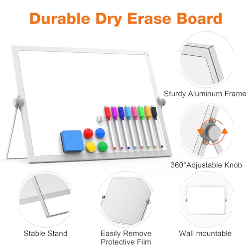 Desktop Whiteboard 16x12 Stand, Double Sided Dry Erase Board Kids - size: 16*12white