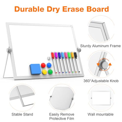 Desktop Whiteboard 16x12 Stand, Double Sided Dry Erase Board Kids - size: 16*12white