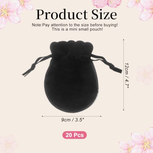 uxcell 20pcs Small Velvet Drawstring Pouches, 3.5"x4.7" Jewelry Bags, Black - color: Black, size: 3.5" x 4.7"