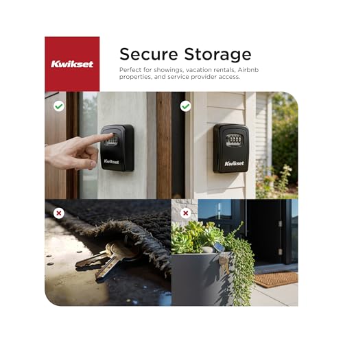 Kwikset Wall Mount Key Storage Lock Box, Combination, 3-9/16", Black
