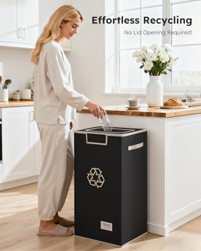SOLEDI Recycle Bins for Kitchen,26 Gallon Recycling Bin with Lid and 2 Removeable Reusable Inner Bags,Indoor Recycling Trash Can for Collector of Bottles Cans, and Plastic,Black