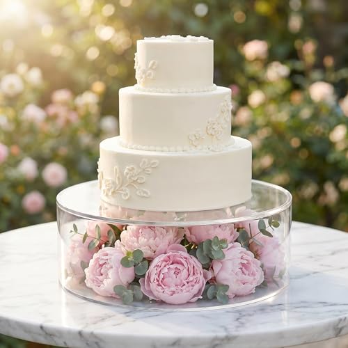 Jucoan Set of 2 Clear Acrylic Fillable Cake Stand, Cake Tier Display Stand Cupcake Stand, 12 Inch & 8 Inch Round Cylinder Display Riser for Wedding Birthday Baby Shower Party Centerpieces