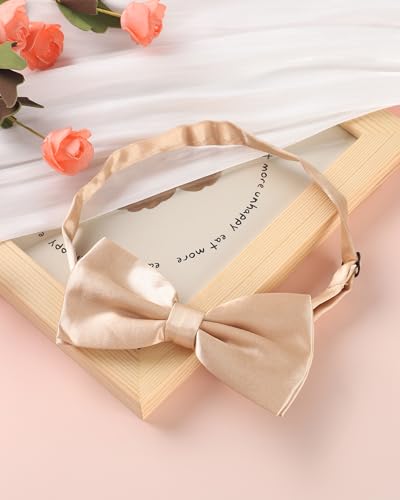 AWAYTR Bow Ties for Men - Pre-Tied Adjustable Tuxedo Style for Wedding - color: Champange