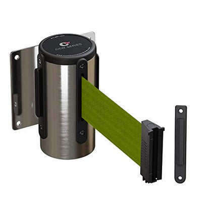 Crowd Control Warehouse Fixed Wall Mount Retractable Belt Barrier, 11 Ft - color: Olive, size: Solid Color
