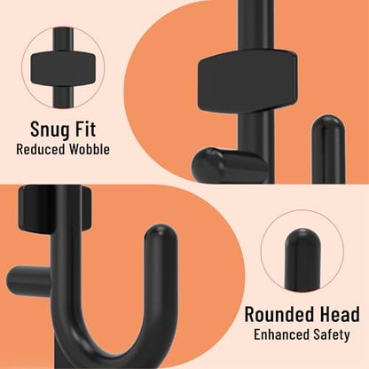 HUHOLE 100PC Black Plastic Pegboard J Hooks for 1/4" Board - color: Black