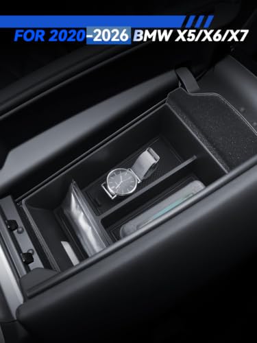 for BMW X5/X6/X7 Center Console Organizer 2020 2021 2022 2023 2024 2025 2026 BMW X5/X6/X7 Accessories Armrest Tray Middle Storage Box Insert Container Durable ABS Plastic - size: for 2020-2025 2026 BMW X5/X6/X7