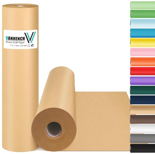 Vanhench Brown Wrapping Paper Roll 17.5" x 1800" (150') - color: Brown, size: 17.5" X 150'