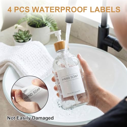 KASUNTING Clear Soap Dispenser, 2 Pack Plastic Dish Soap Dispenser for Kitchen, 17 Fl Oz Bathroom Hand Soap and Lotion Dispensers Set with Bamboo Pump, Refillable Liquid Soap Bottles - color: Clear, size: 2 Bottles