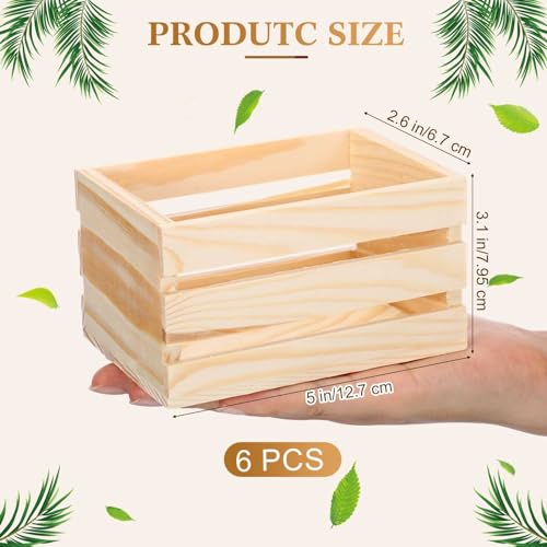 Roowest 12 Pcs Small Wood Crates Bulk, Halloween Crafts Crates, 5 Inch