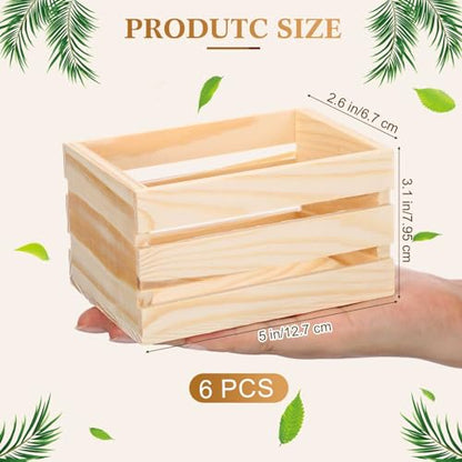 Roowest 12 Pcs Small Wood Crates Bulk, Halloween Crafts Crates, 5 Inch