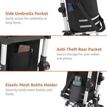 Stair Climbing Shopping Cart for Groceries, 3-in-1 Foldable