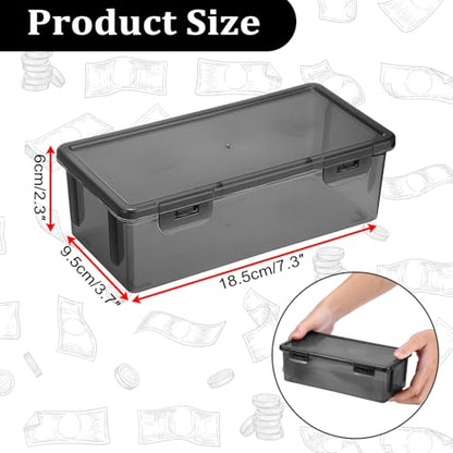 Hipiwe 2-Pack Plastic Cash Box Money Organizer Black Currency Tray with Lid - size: 2 Pcs