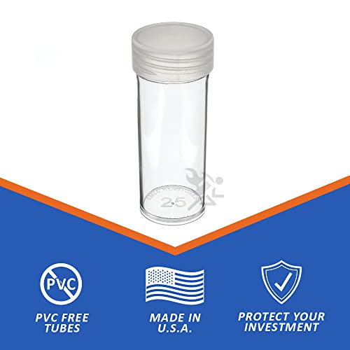 (10) Round Clear Plastic (Quarter) Size Coin Storage Tube Holders with Screw on Lid