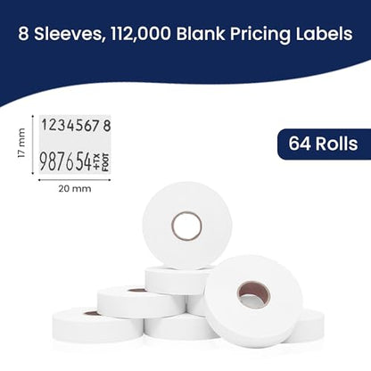 Pricing Labels for Monarch 1136 White - 112,000 Labels w/ 64 Rolls Value Pack, 8 Sleeves - Made in USA - color: White, size: 8 Sleeves