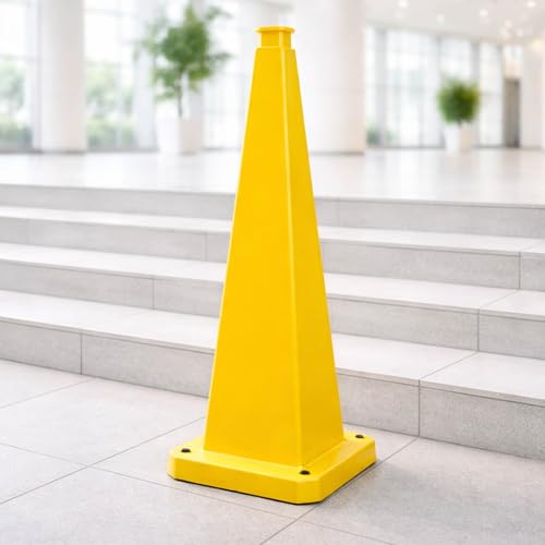 36" 3-Pack Blank Safety Cones - Heavy Base for DIY Signage - color: Blank/Yellow, size: 36inch