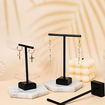 Acrylic Earrings Display Holder T-bar Earrings Stand Holder Tree Stand Countertop Hanging Jewelry Organizer for Necklaces Bracelet - color: Black