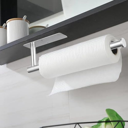 Paper Towel Holder - Eolax Under Cabinet Paper Towel Bar for Kitchen, Wall Mount Self Adhesive or Drilling Paper Towel Rack, 304 Stainless Steel (Chrome) - color: Chrome