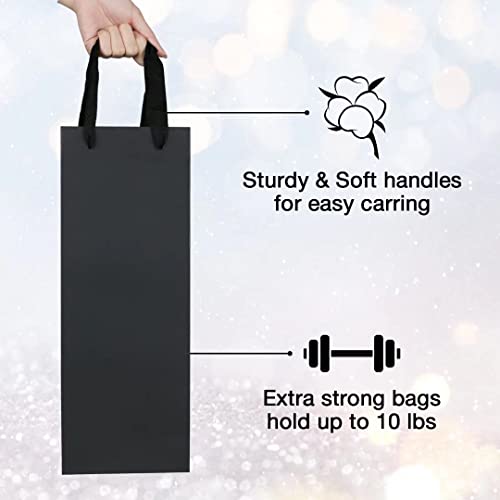 Aimyoo Black Wine Bottle Bags 4x4x14 inch, 10 Pack Large Kraft Paper Gift Bags with Handles Bulk - color: Black - 4x4x14 inch, size: 1 Count (Pack of 10)
