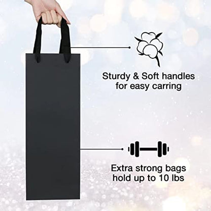 Aimyoo Black Wine Bottle Bags 4x4x14 inch, 10 Pack Large Kraft Paper Gift Bags with Handles Bulk - color: Black - 4x4x14 inch, size: 1 Count (Pack of 10)
